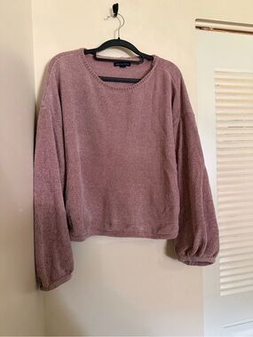 American Eagle Outfitters Dusty Mauve Chenille Crewneck Sweater